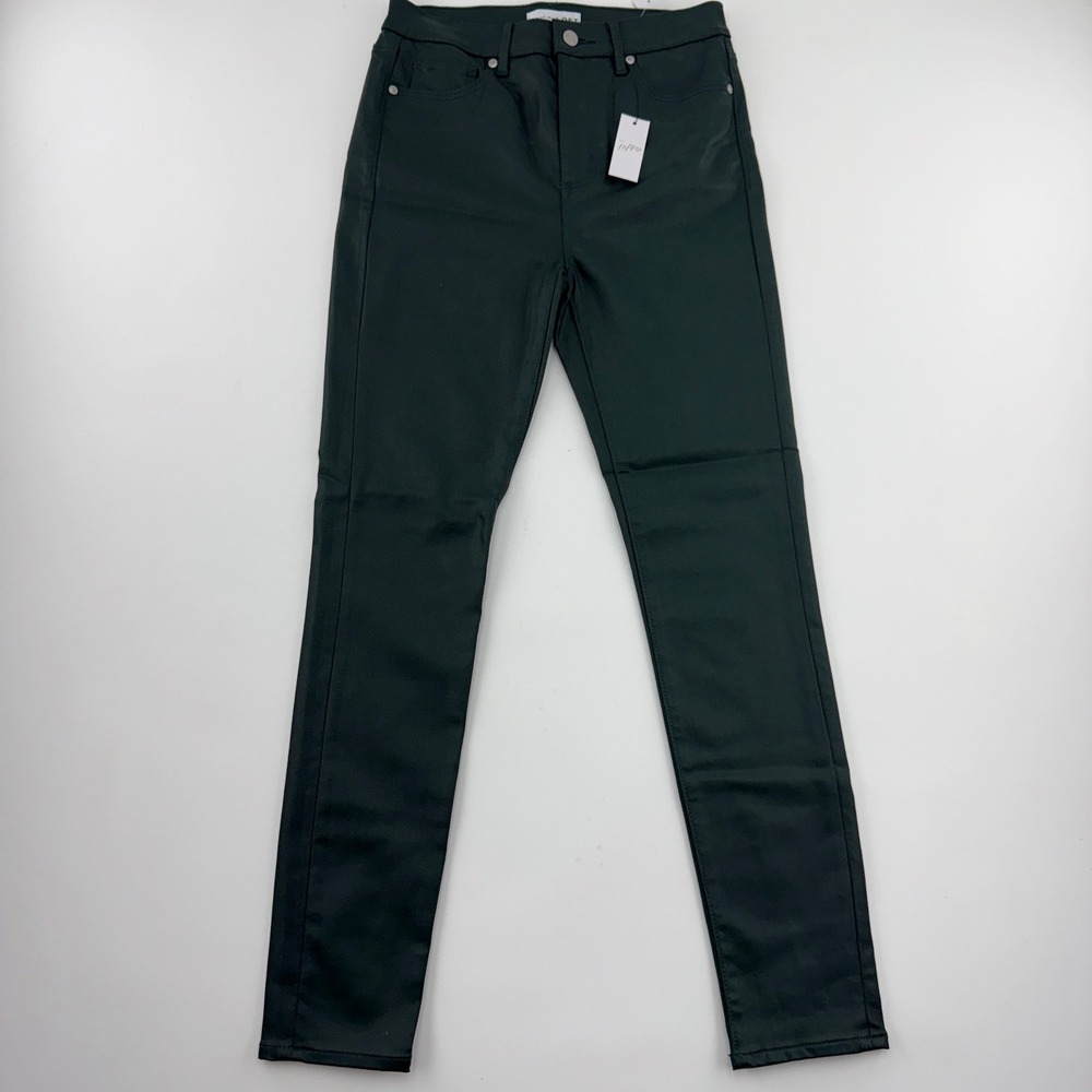 LOFT The Skinny Coated Jeans Womens 26/2 Forest Green Stretch NWT
